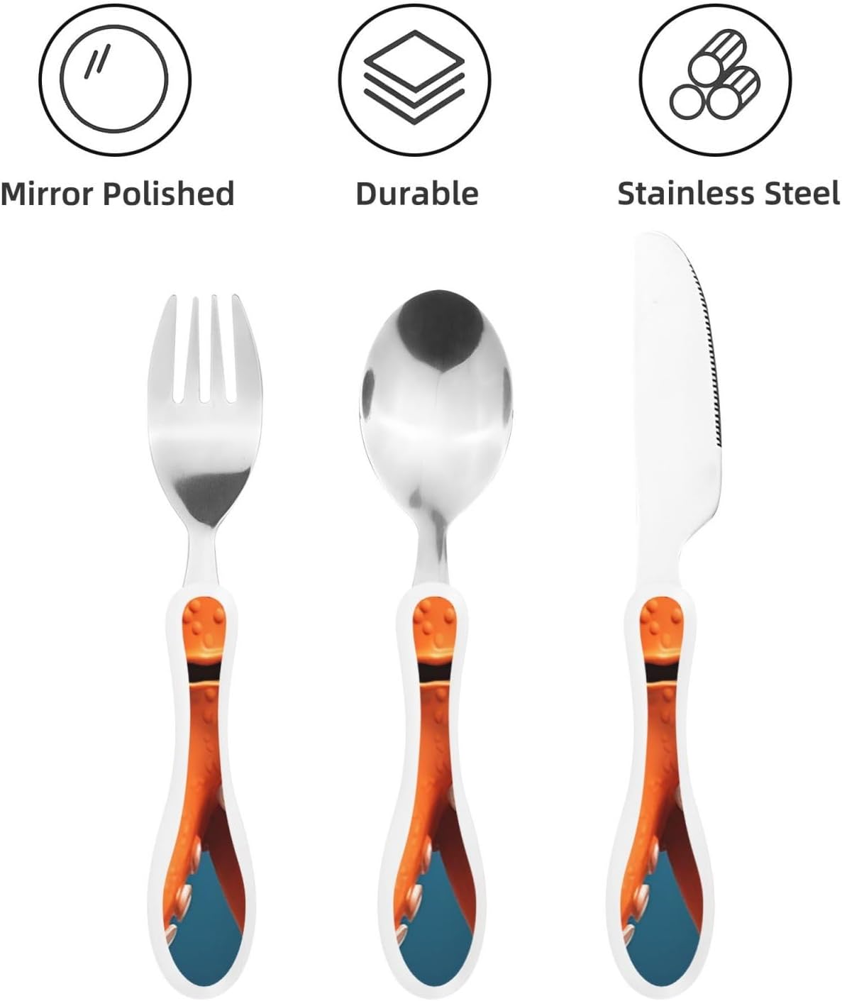 3-Piece Kids Silverware Set With Storage Case, Stainless Steel Reusable Children Safe Knife Spoon Fork Set Blue Active Girl Running Sunset Children Flatware Set For Kids Lunch Box - Colors C