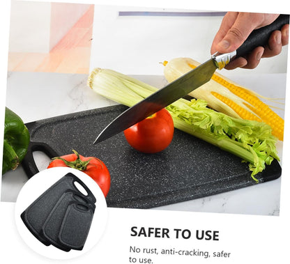 3pcs Anti-skid Plastic Cutting Boards Set, Large Thicker Dual-sided Kitchen Cutting Mats for Meats and Vegetables, Black Non-slip Home Use Chopping Board