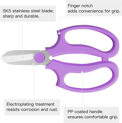 Housolution Flower Scissors, Premium Steel Garden Pruning Shears, Pink
