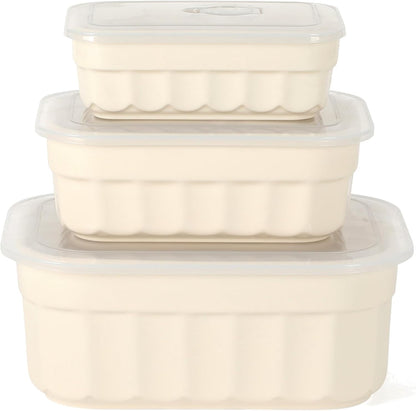 Martha Stewart Shadowbrook 5-Piece Borosilicate Glass Storage Container Set – Airtight Locking Lids, 21.6 oz Meal Prep, Leftover & Lunch Containers, Microwave, Oven & Dishwasher Safe