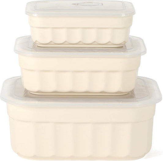 Martha Stewart Shadowbrook 5-Piece Borosilicate Glass Storage Container Set – Airtight Locking Lids, 21.6 oz Meal Prep, Leftover & Lunch Containers, Microwave, Oven & Dishwasher Safe
