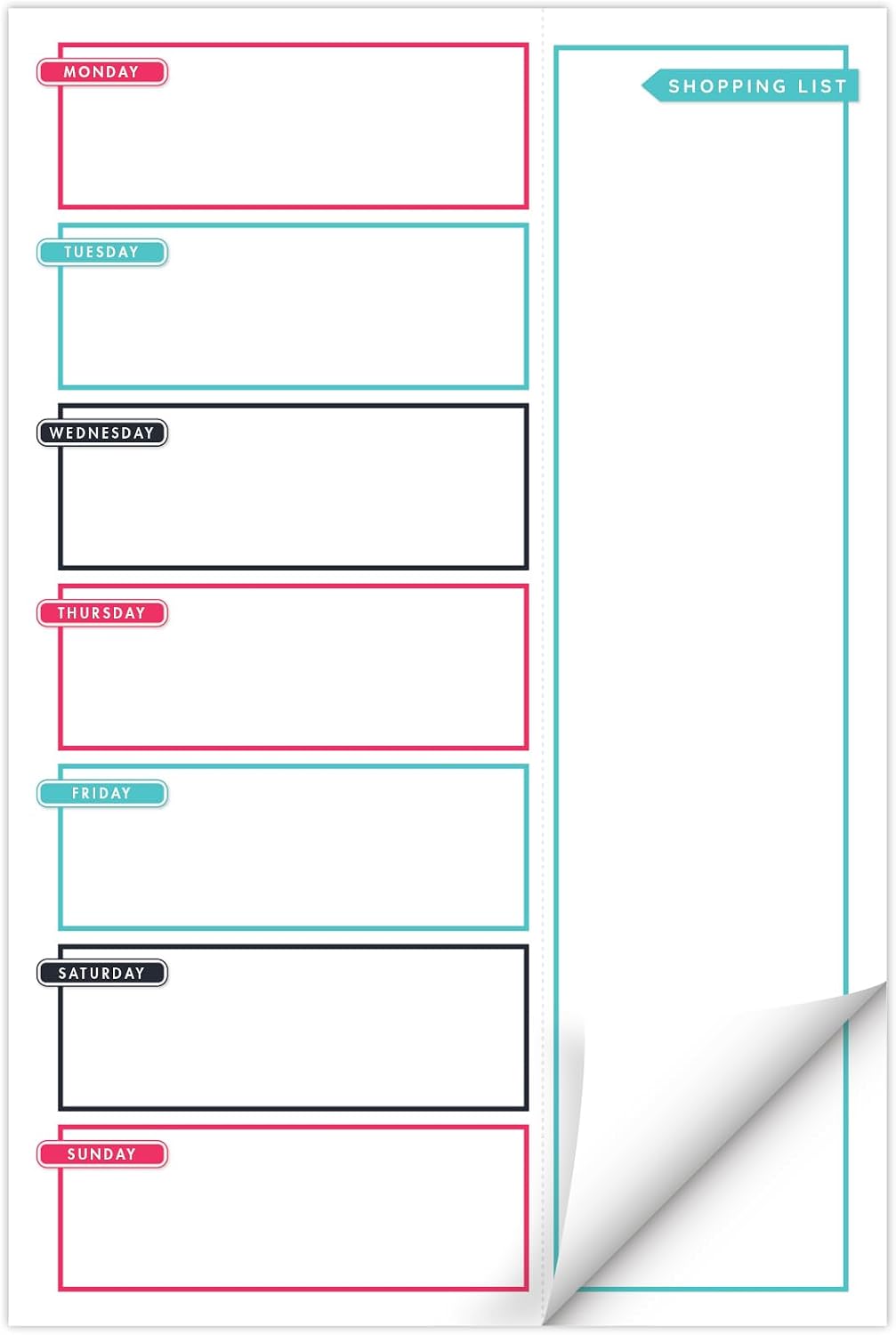 Global Printed Products 8.5" x 11" Horizontal Meal Planning Pad, 60-Sheets, Soft Pink Floral