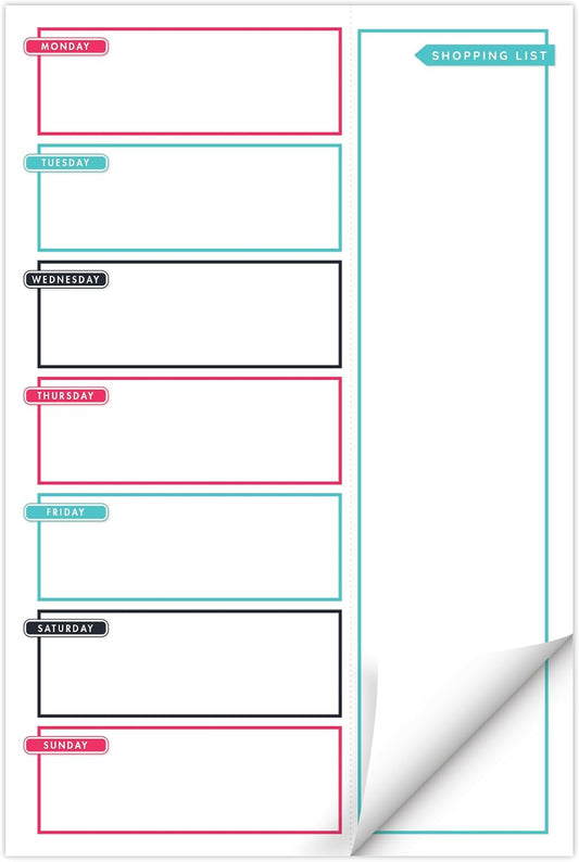Global Printed Products 8.5" x 11" Horizontal Meal Planning Pad, 60-Sheets, Soft Pink Floral