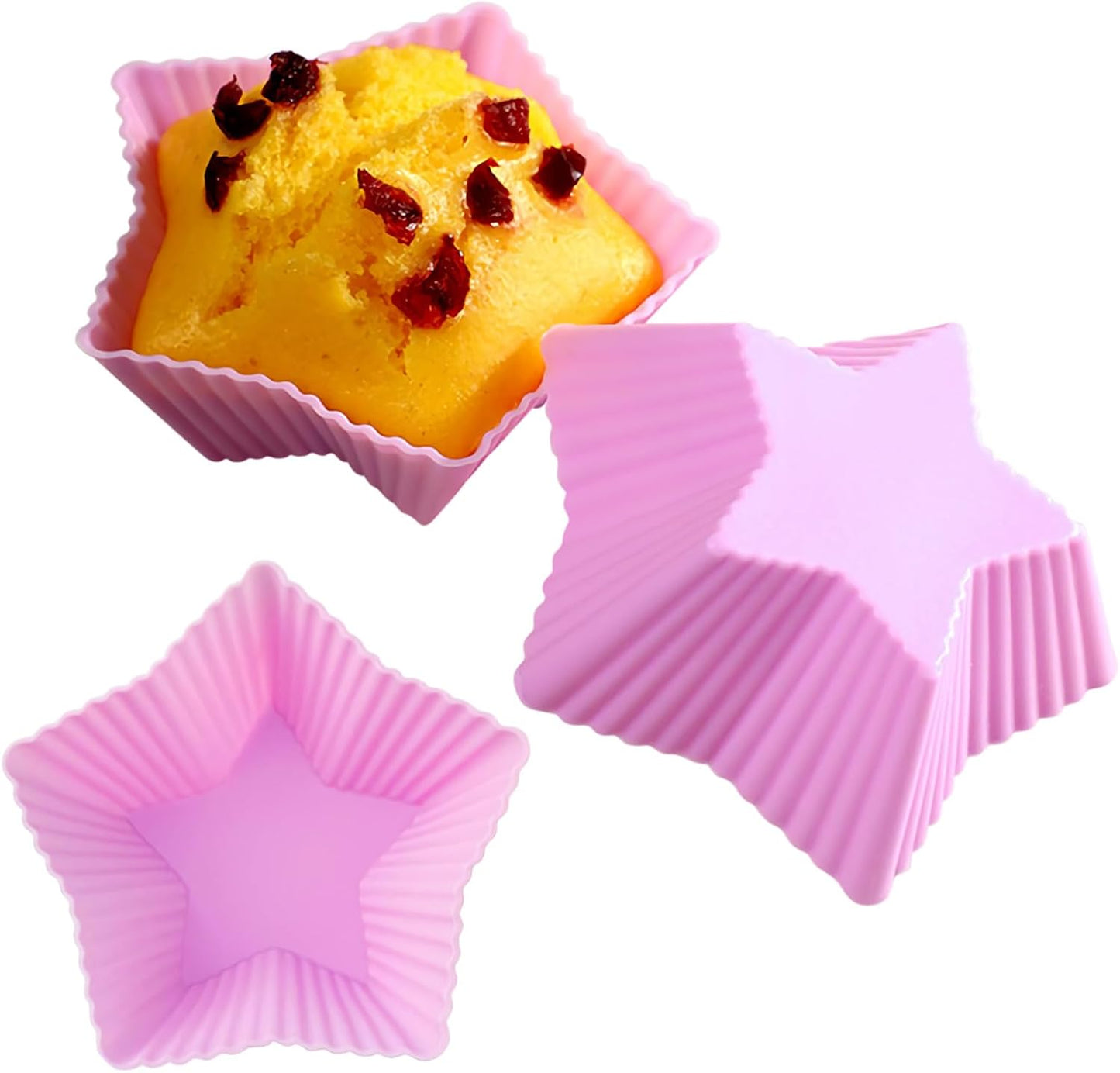 12er Pack Silicone Cupcake Molds,Reusable Baking Cups Molds Washable for Oven Microwave Dishwasher (Flower shape)