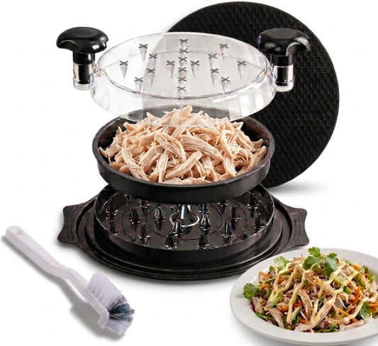 Chicken Shredder Tool Twist with Handles, Meat Shredder Tool for Chicken Breast, Rotisserie Chicken Shredder, Large Capacity, Anti Slip Base, BPA Free Kitchen Tool