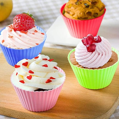 Silicone Baking Cups, Reusable Cupcake Liners, Non-stick Muffin Molds, 12 Pieces