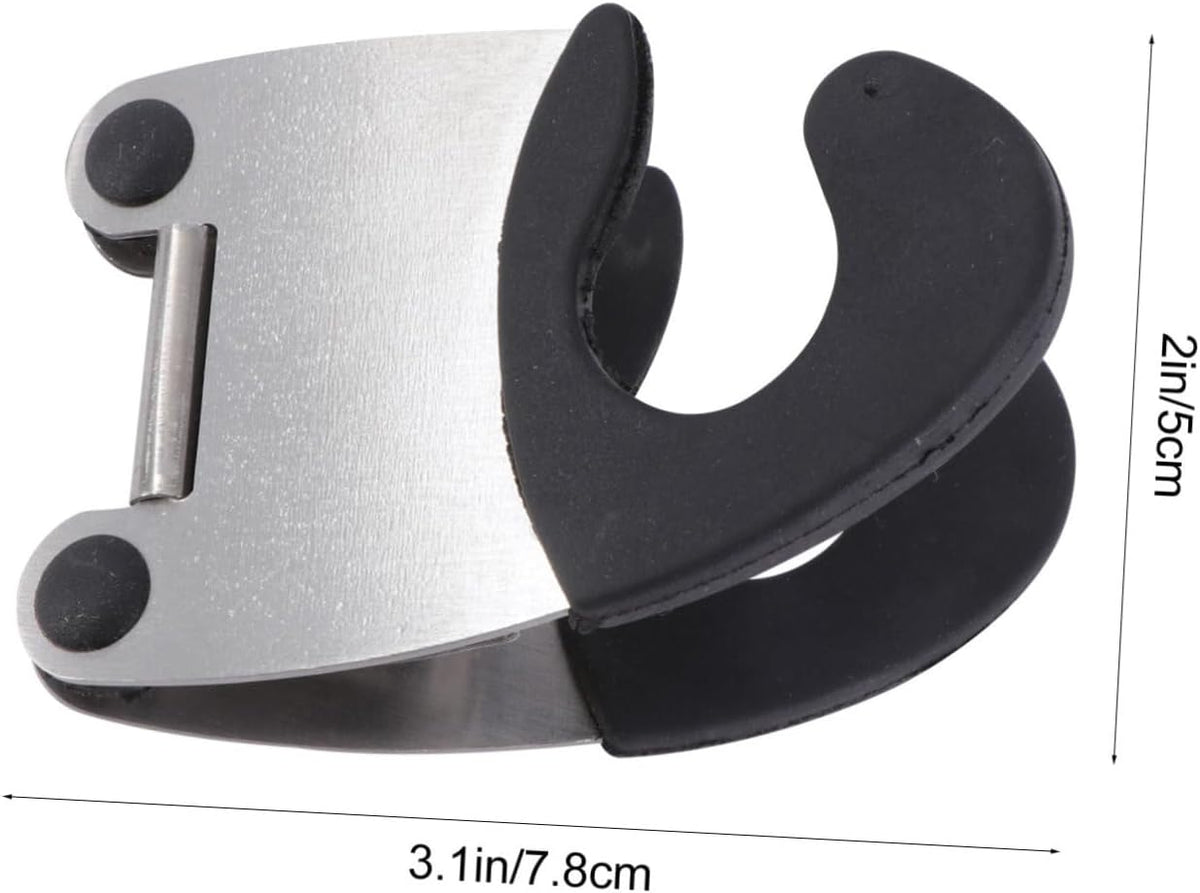 2pcs Stainless Steel Pot Clip Spoon Rest with Black Rubber