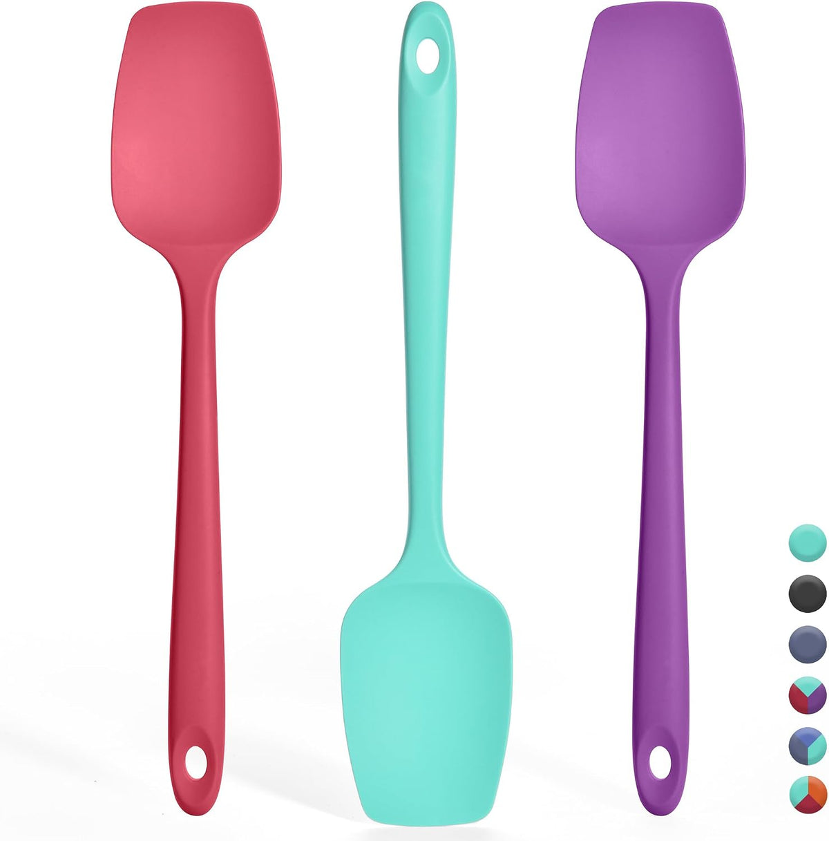 Silicone Spoonula Set, 600ºF Heat Resistant, 3Pcs, Multicolor 3