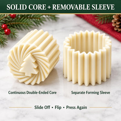 Christmas Tree Cookie Press, Double-Sided Pastry Mold Set, 2-Pack (Silver)