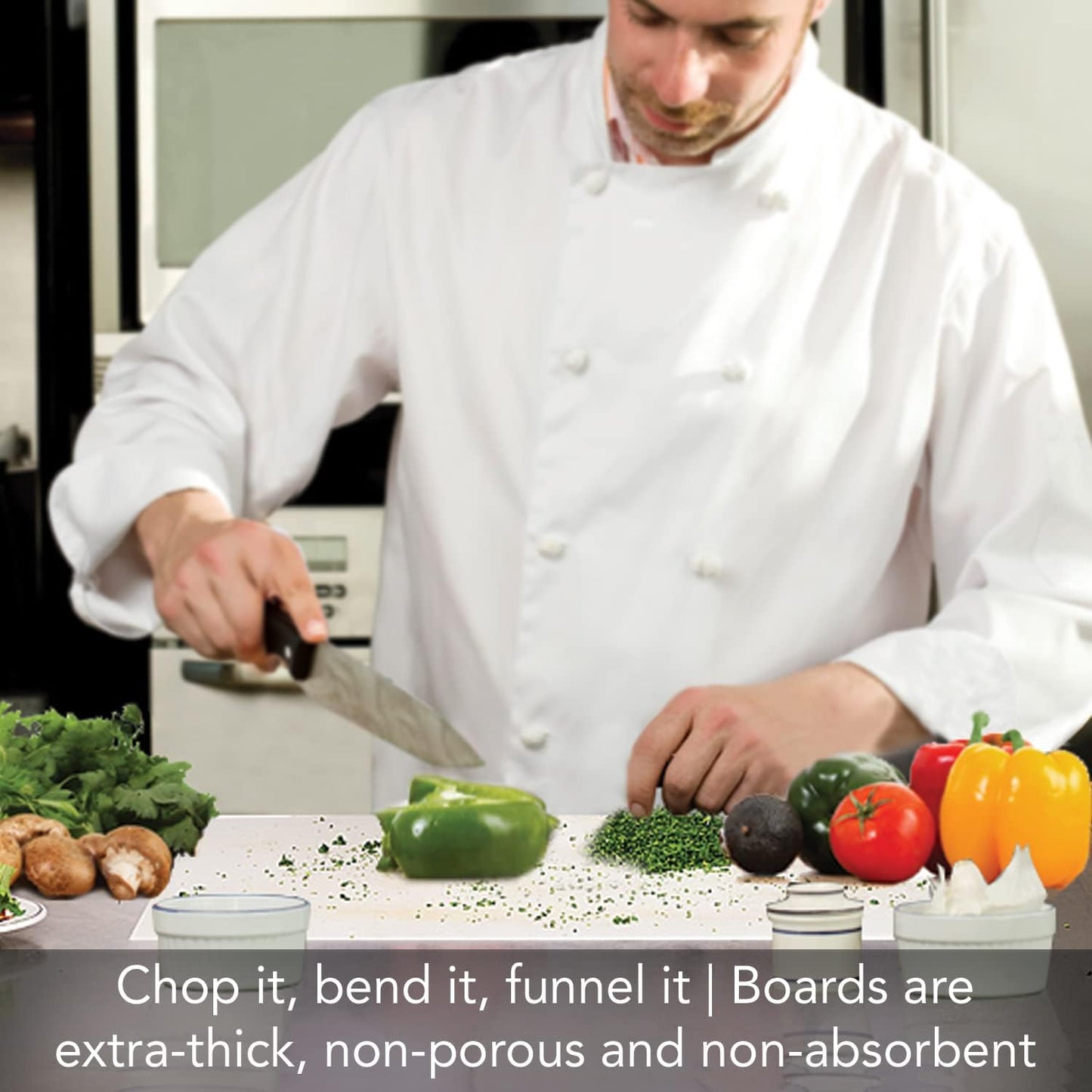 Cut N' Funnel Large Heavy Gauge Flexible Plastic Cutting Board Mat 1 Pack 24" by 18" Made in the USA BPA Free Dishwasher Safe