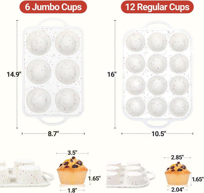 CAKETIME Mini Muffin Pan, Metal Reinforced Frame Mini Cupcake Pans 24 Cups Nonstick Muffin Silicone Molds with Handle for Baking Muffins, Cupcakes, Egg Bites 2 Pack