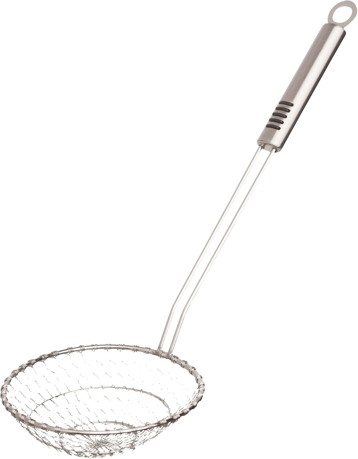 Helen's Asian Kitchen Deep Spider Strainer, 6-Inch Stainless Steel Mesh Basket With Bamboo Handle, For Noodles, Dumplings, Wontons, Deep Frying, And Draining Tasks