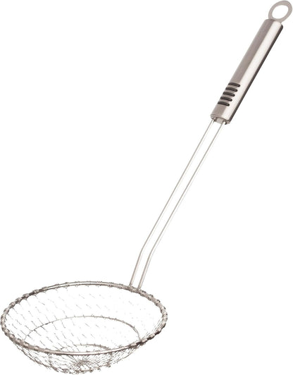 Helen's Asian Kitchen Deep Spider Strainer, 6-Inch Stainless Steel Mesh Basket With Bamboo Handle, For Noodles, Dumplings, Wontons, Deep Frying, And Draining Tasks