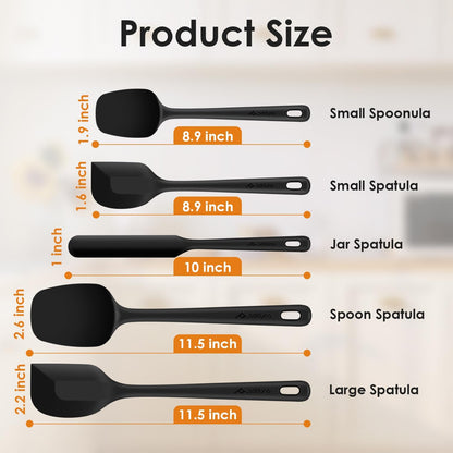 5-Piece Silicone Spatula Set for Baking, 446°F Heat Resistant Non-Stick Cooking Utensils, BPA-Free Food Grade Silicone Scrapers, Non-Scratch Flexible & Dishwasher Safe, Neutral