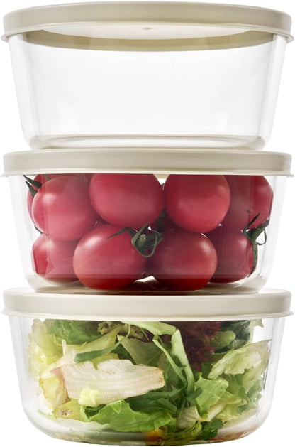 6-Piece Glass Food Storage Containers Set (3 Containers + 3 BPA-Free Lids) | 2-Cup, Leakproof | Microwave, Freezer, Oven & Dishwasher Safe | Ideal for Meal Prep & Pantry Organization, Pistachio