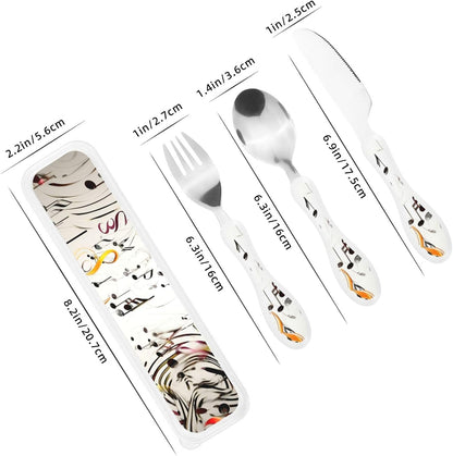 3-Piece Kids Silverware Set With Storage Case, Stainless Steel Reusable Children Safe Knife Spoon Fork Set Ballroom Dance Children Flatware Set For Kids Lunch Box