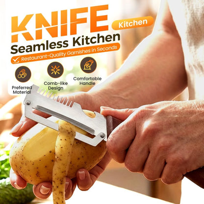 2 Pcs Premium Vegetable Peeler, Multi-Functional Vegetable Stainless Steel Peeler with Wooden Handle and Bottle Opener, Kitchen Gadgets Tool for Vegetables and Fruits, Pumpkin, Potato (2 Colors)