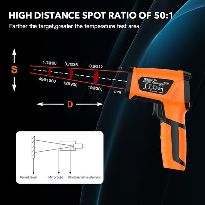Infrared Thermometer Gun, Non Contact Digital Laser Thermometer Temperature Gun with Color LCD for Cooking, Home Repairs, Humidity Measurement, Adjustable Emissivity -58°F to 1472°F(-50~800°C)