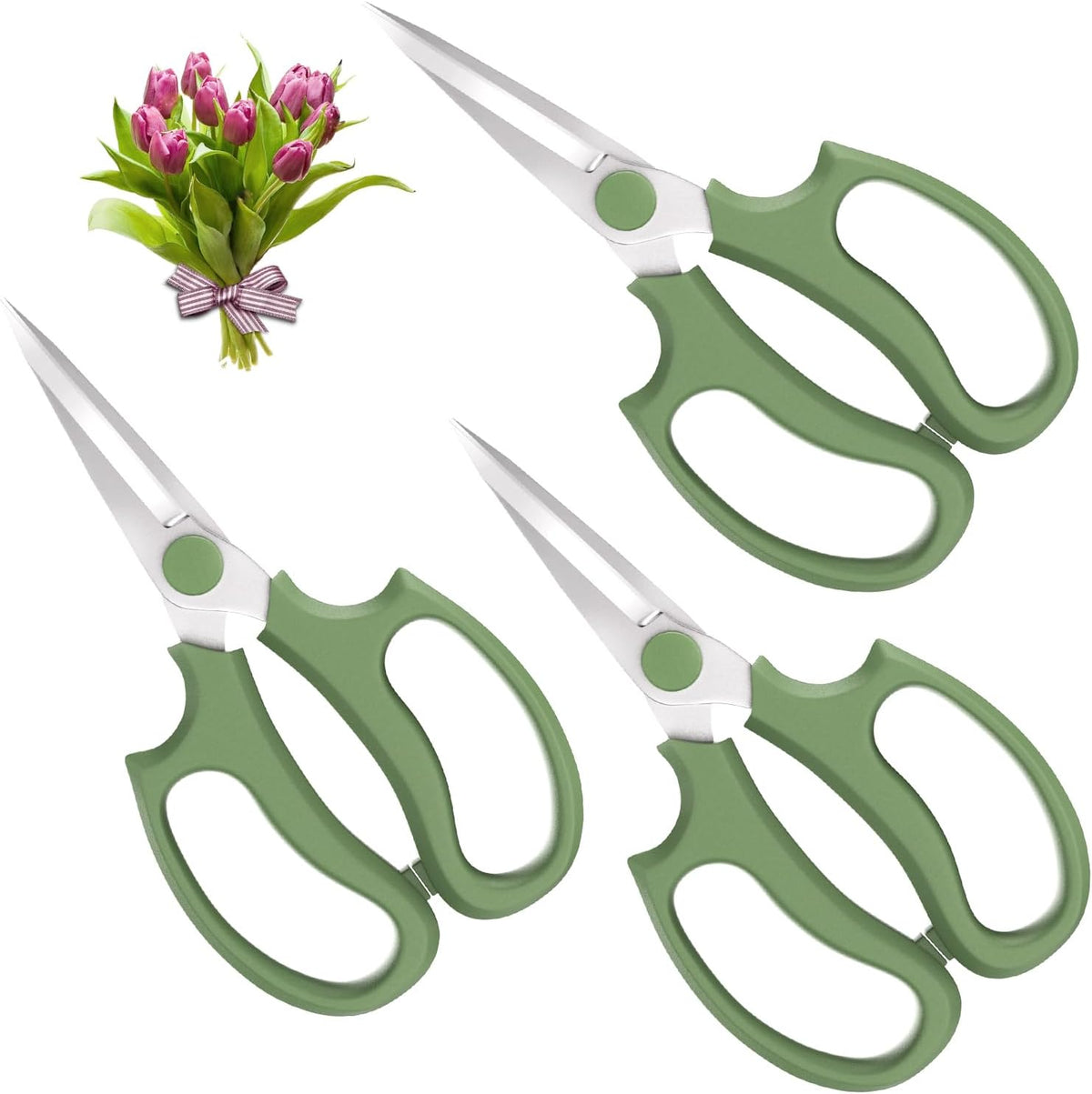 Housolution Flower Scissors, Premium Steel Garden Pruning Shears, Pink