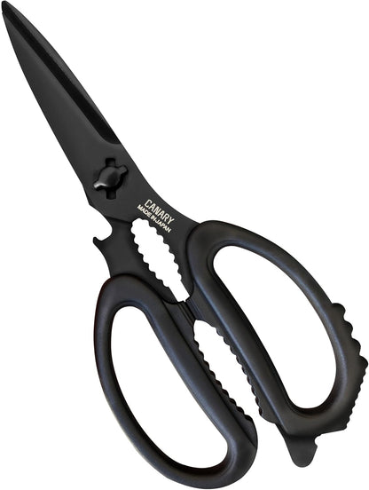 CANARY Japanese Kitchen Scissors Heavy Duty 8.2", Made in JAPAN, Dishwasher Safe Come Apart Blade, Multipurpose Kitchen Scissors, Sharp Serrated Japanese Stainless Steel, Black
