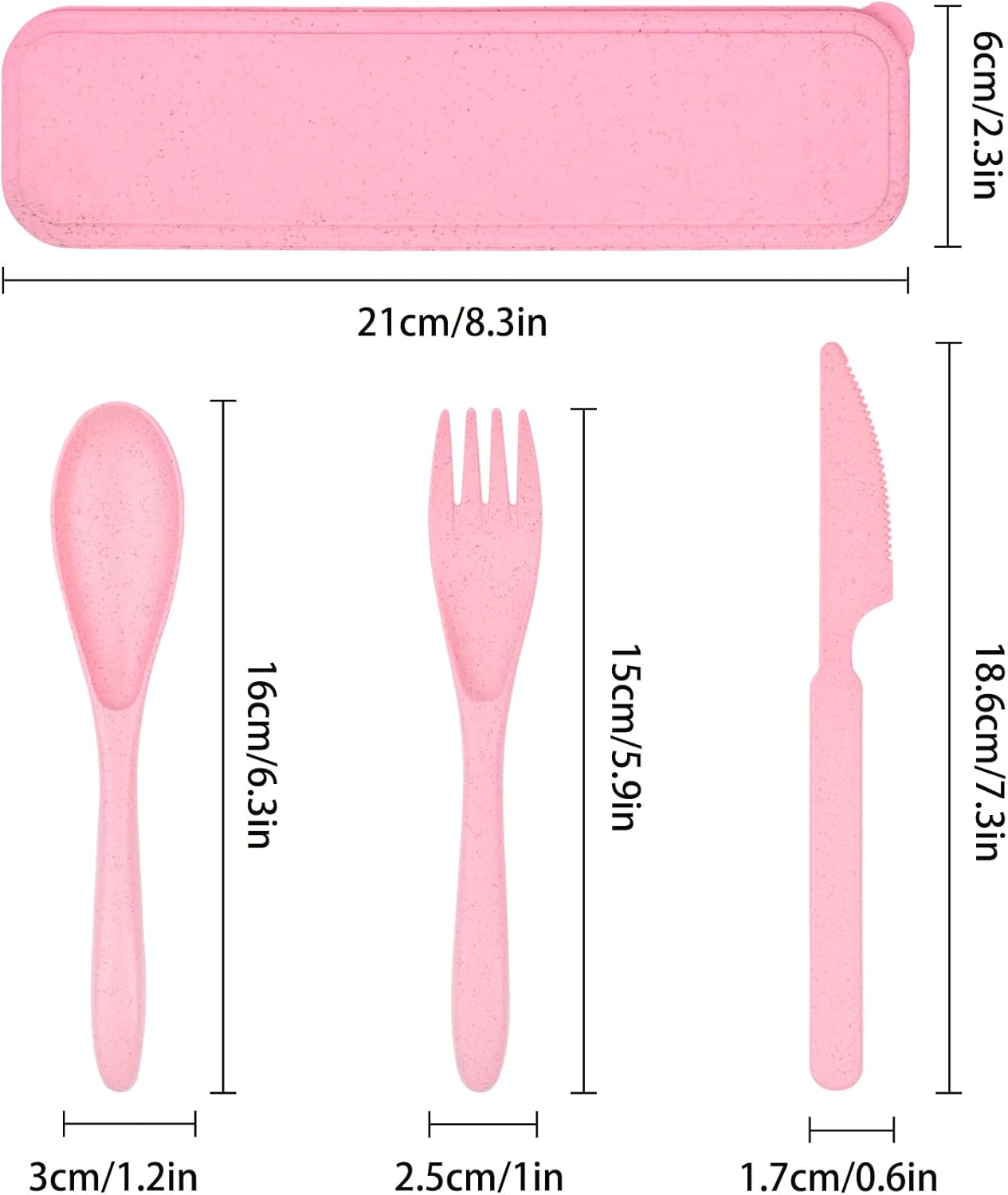 Lnrkai Travel Utensils Set with Case, 4 Sets Wheat Straw Reusable Spoon Knife Forks Tableware, Portable Cutlery Set for Lunch Box Accessories for Adults Travel Picnic Camping or Daily Use