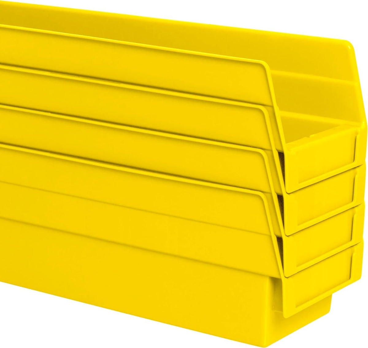 Akro-Mils 30128 Plastic Shelf Bins, Heavy Duty Storage Bins for Garage, Closet, and Drawer Organization, 457 x 102 x 102 Mm, Clear, 12 Count