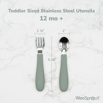 Kids Stainless Steel Utensils Set - Premium 18/8 Grade Silverware Kit - 2 Spoons, 2 Forks, and 2 Knives for Ages 4-7 - Silicone Easy-Grip Handles - Children Flatware Cutlery (Matte - Pink, Off White)