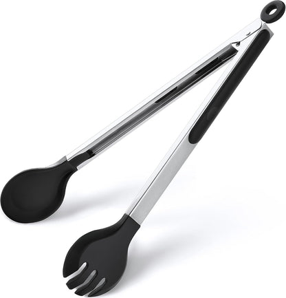 Kitchen Tongs with Silicone Tips, 9" & 12" Silicone Tongs for Cooking