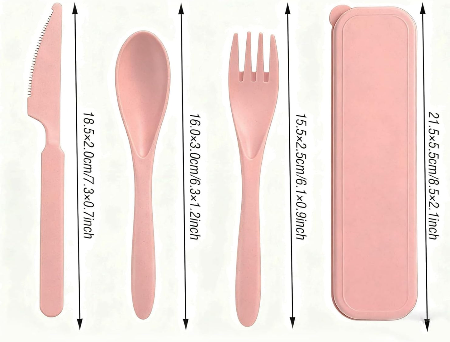 Travel Utensils Set - Reusable 5 Sets Wheat Straw Plastic Cutlery with Case, Portable Forks Spoons and Knives Set, Eco-Friendly BPA Free for Daily Use (5 Purple)