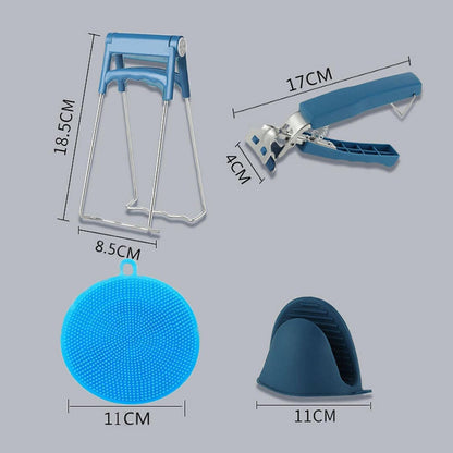 Yajuyi Dish Plate Clip Tongs Silicone Cooking Pinch Bowl Gripper Anti Hot, Pink Combo Set, 18.5x8.5cm