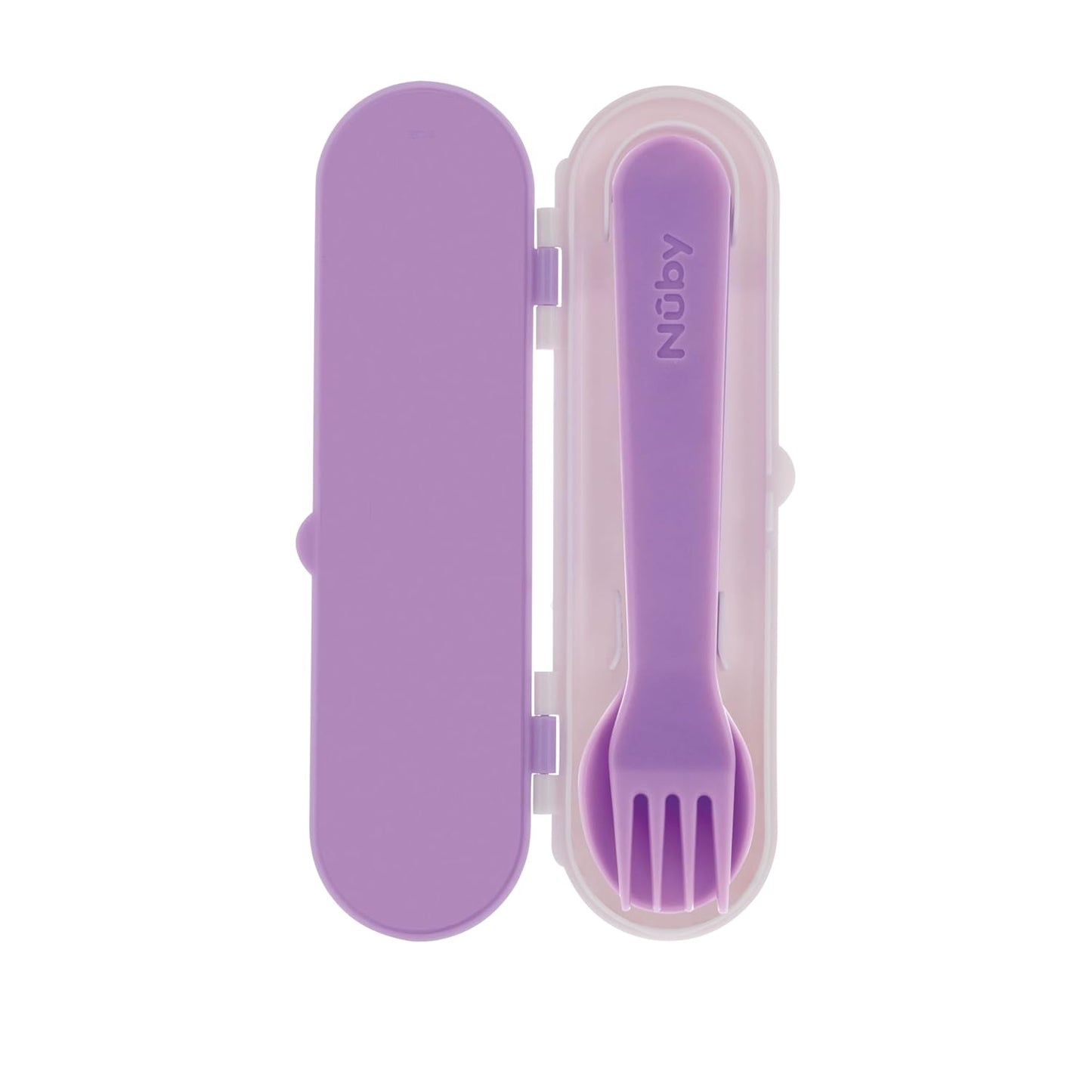 Nuby Toddler Utensils with Travel Case - Self-Feeding Fork & Spoon Set for Kids - Easy-to-Hold Training Utensils with Rounded Safe Edges for Independent Mealtime - Dinosaurs
