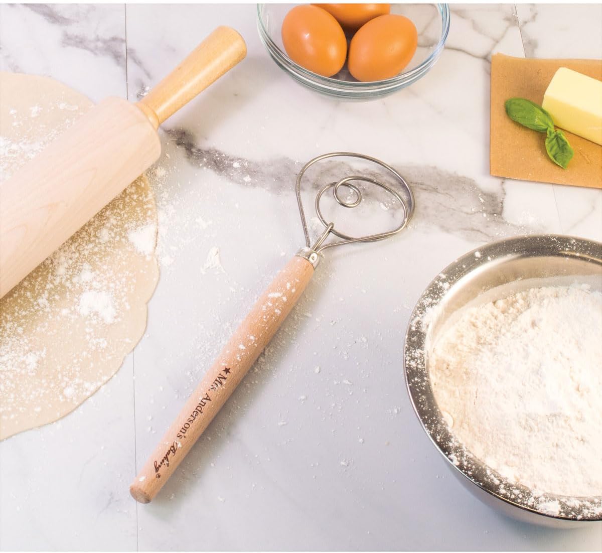 Mrs. Anderson’s Baking 6-Wire Pastry Cutter and Dough Blender, Stainless Steel with Wood Handle