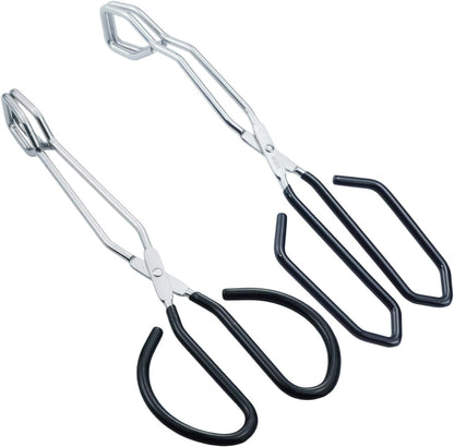 HINMAY Scissor Cooking Tongs 11-Inch Stainless Steel Wire Tongs Kitchen Scissor Tongs, Set of 2