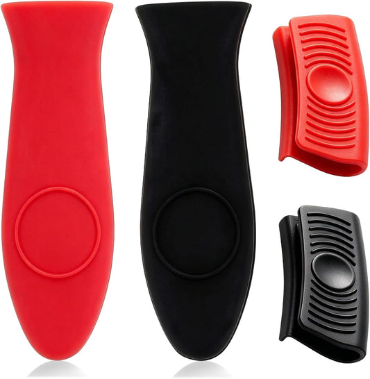 4PCS Silicone Pot Handle Cover，cast Iron Handle Covers，Lodge Silicone Handle for cast Iron Skillet
