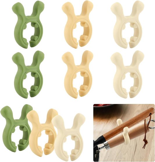 9 Pack Multifunction Silicone Pot Handle Spatula Rack, Anti Scalding Spoon Holder for Pot, Heat Resistant Steam Releaser, Non Slip Spatula Holder Stove Organizer for Kitchen, White Green Yellow