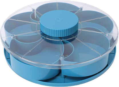 5-Compartment Divided Serving Tray with Lid – Rotating Snack Box for Dips, Appetizers, Fruits & Veggies – Blue Party Tray for Kitchen, Picnic & Entertaining