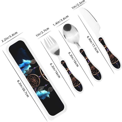 3-Piece Kids Silverware Set With Storage Case, Stainless Steel Reusable Children Safe Knife Spoon Fork Set Long Haired Dachshund Children Flatware Set For Kids Lunch Box