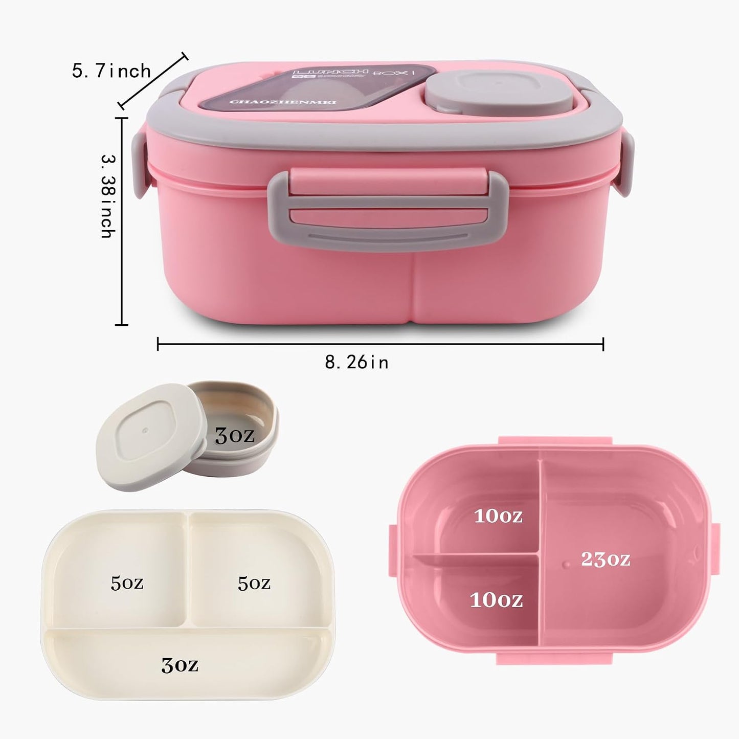 Adults Bento Lunch Box,Salad Container Large 43oz Salad Bowl, Bento-Style Tray for Toppings, 3oz Sauce Container for Dressings, and Built-In Reusable Fork (Green)