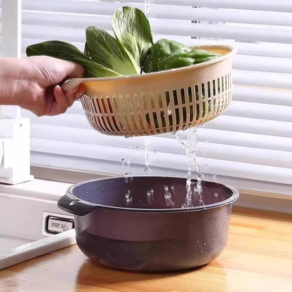 2 in 1 Colander Bowl Set, Detachable Strainer and Serving Bowl Kitchen Fruit Vegetable Washing Drainer for Home Meal Prep and Salad Making (Extra Large 20x9x24cm)