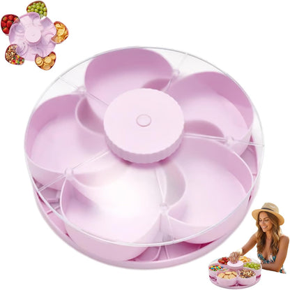 2026 New Divided Spin And Snack Serving Tray, Rotating Snack Box Container With Lid, Multi-Compartment Food Organizer Design, 5-Compartment Rotating Party Platter For Fruit, Nuts (blue)