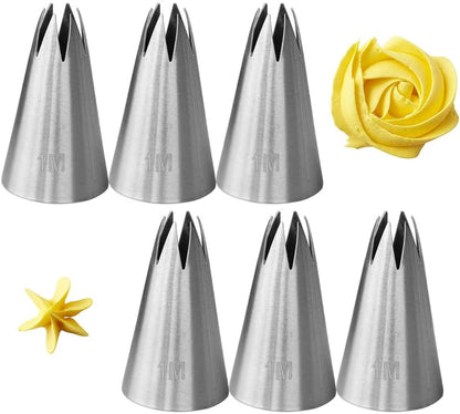 4B Piping Tip Set, Open Star Frosting Tips for Cake Decorating, 3 Pcs