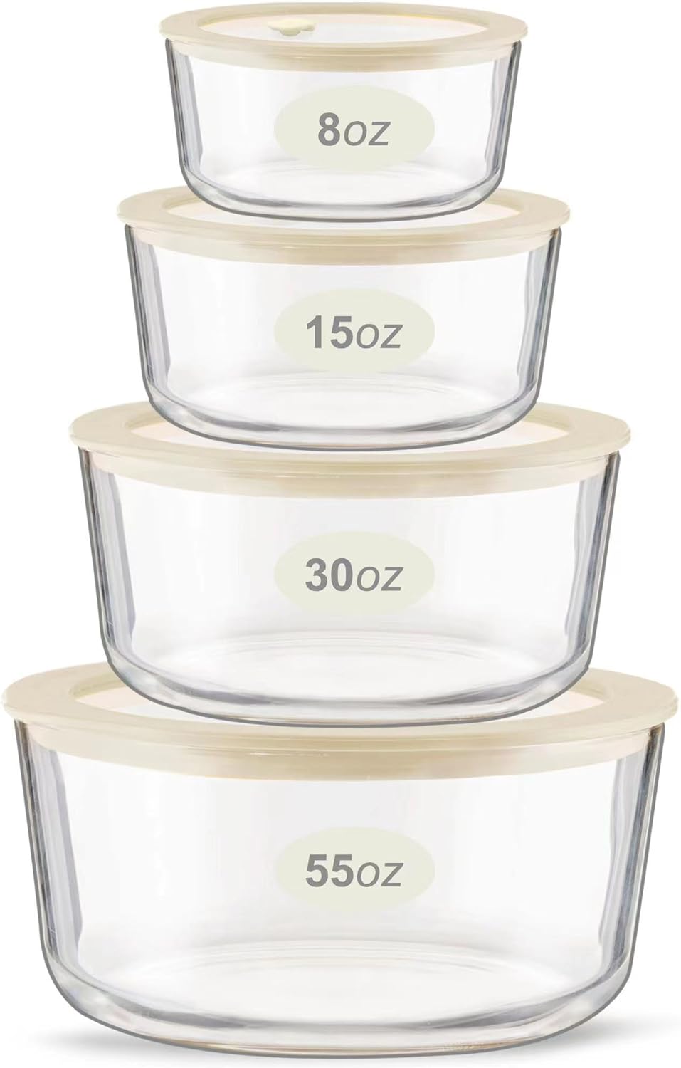 Urban Green Glass Food Container Set with Glass Lid, 4 Pack, Food Storage Containers Set, Airtight, LeakProof, 100% Plastic Free, Meal Prep Containers (White Color)