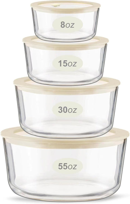 Urban Green Glass Food Container Set with Glass Lid, 3 Pack, Food Storage Containers Set, Airtight, LeakProof, 100% Plastic Free, Meal Prep Containers (White Color)