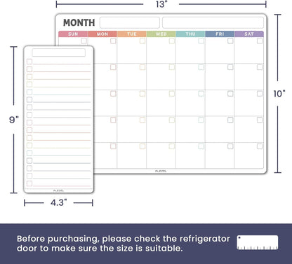 ALEZEL Magnetic Dry Erase Refrigerator Calendar, Dry Erase Calendar White Board Set for Fridge - Magnetic Monthly & Weekly Planner with List Board, 4 Markers + Eraser