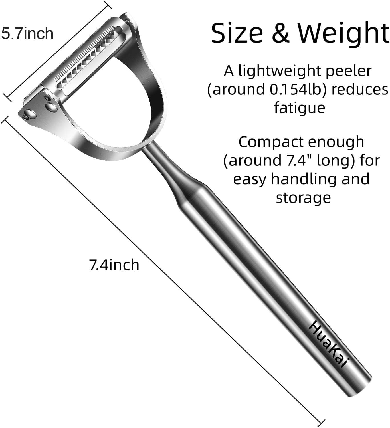 2 in1Julienne Vegetable Peeler,Stainless Steel Silver | Multi functional Peeler one-piece metal construction prevents the blades from wobbling or becoming loose after prolonged use