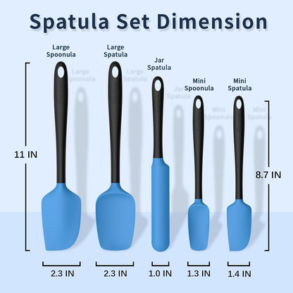 Coukre Silicone Spatula Set of 5,High Temperature Resistant, Food Grade Silicone, Dishwasher Safe, for Baking, Cooking (Aqua Green)