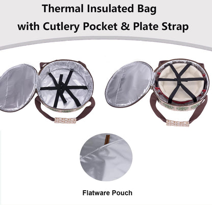 Round Insulated Pie Carrier – Thermal Portable Lunch Transport Cheesecake Cake Dish Container Bag Keep Food Hot/Cold/Fresh for Potlucks Parties Gathering/Cookouts/Church Dinner/Outdoor Events-Red