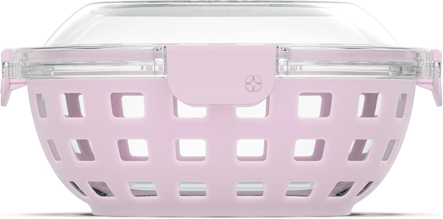 Ello Duraglass Meal Prep Container- Glass Food Storage Container with Silicone Sleeve and Airtight BPA-Free Plastic Lid, Dishwasher, Microwave, and Freezer Safe