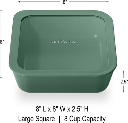 Ceramic Coated Glass Food Storage Container | No PTFE, PFOA, PFAS, and BPA | Reusable Non Toxic Meal Prep Container with Glass Lid | Easy To Store | 3 Cup Rectangle [Onyx]