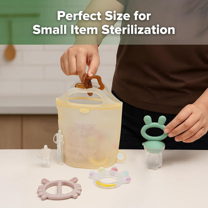 Haakaa Silicone Microwave Steamer & Steriliser Bag, 70oz/2000ml Large Capacity Reusable Steaming Bags for Baby Bottles, Breast Pump, Accessories, Pacifiers,Teethers, Great for Home&On The Go, Grey/1PC